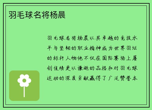 羽毛球名将杨晨